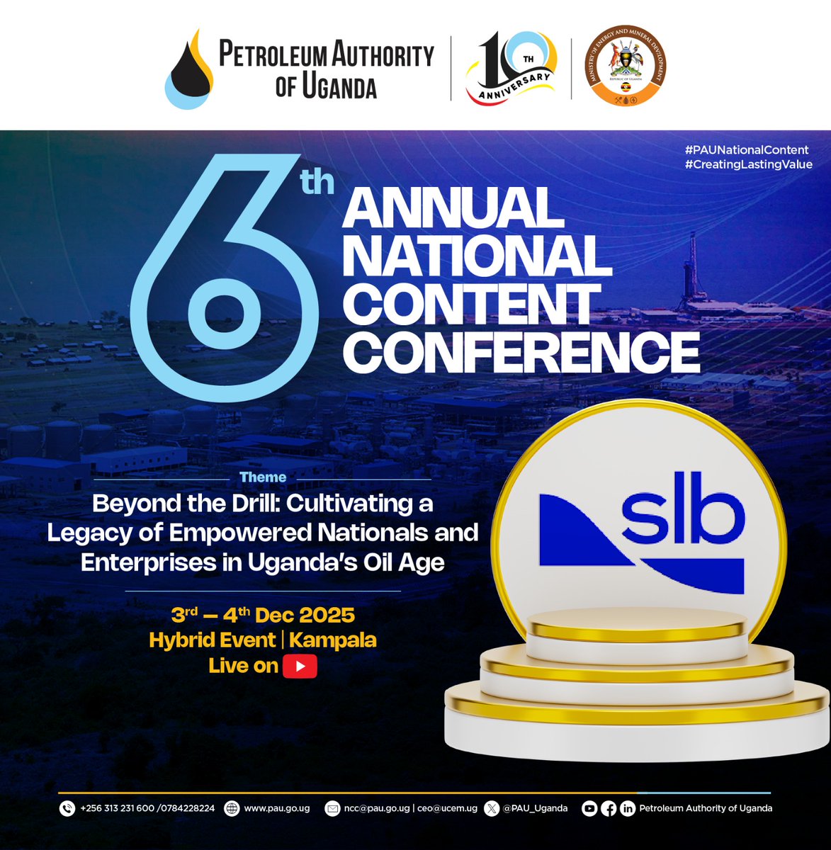 PAU_Uganda's tweet image. We’re excited to welcome aboard our new partners and sponsors for the 6th Annual National Content Conference — SLB,  Pearl Engineering Company @PEC94, @Vallourec , and Prometim Uganda Ltd/ICS!

Thank you for partnering with @PAU_Uganda  to champion national content development