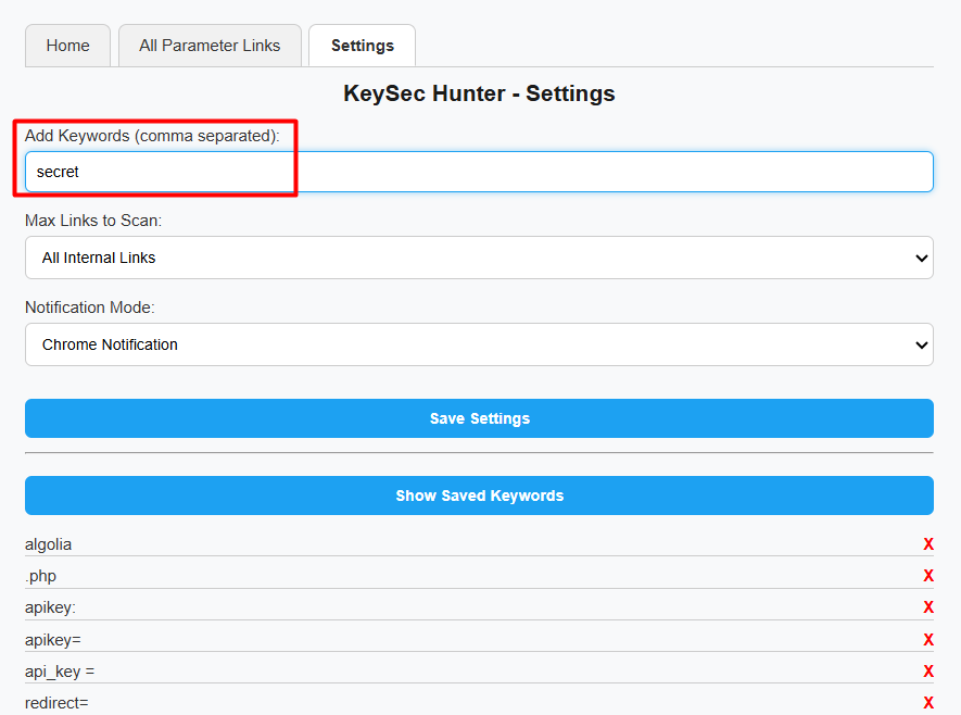 dirtycoder0124's tweet image. Add your keywords, and the extension will find them in HTML source code, the DOM, and JS files