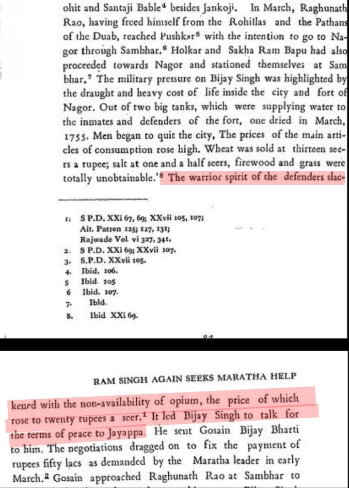 During the siege of Nagor, 
Non availability of Opium causes lost of fighting spirit among Rajput soldiers, even they didn't have enough money to purchase opium.

This led Bijay Singh Rathore to talk for terms of peace to Jayappa Scindia
x.com/Syngh_Unleashe…