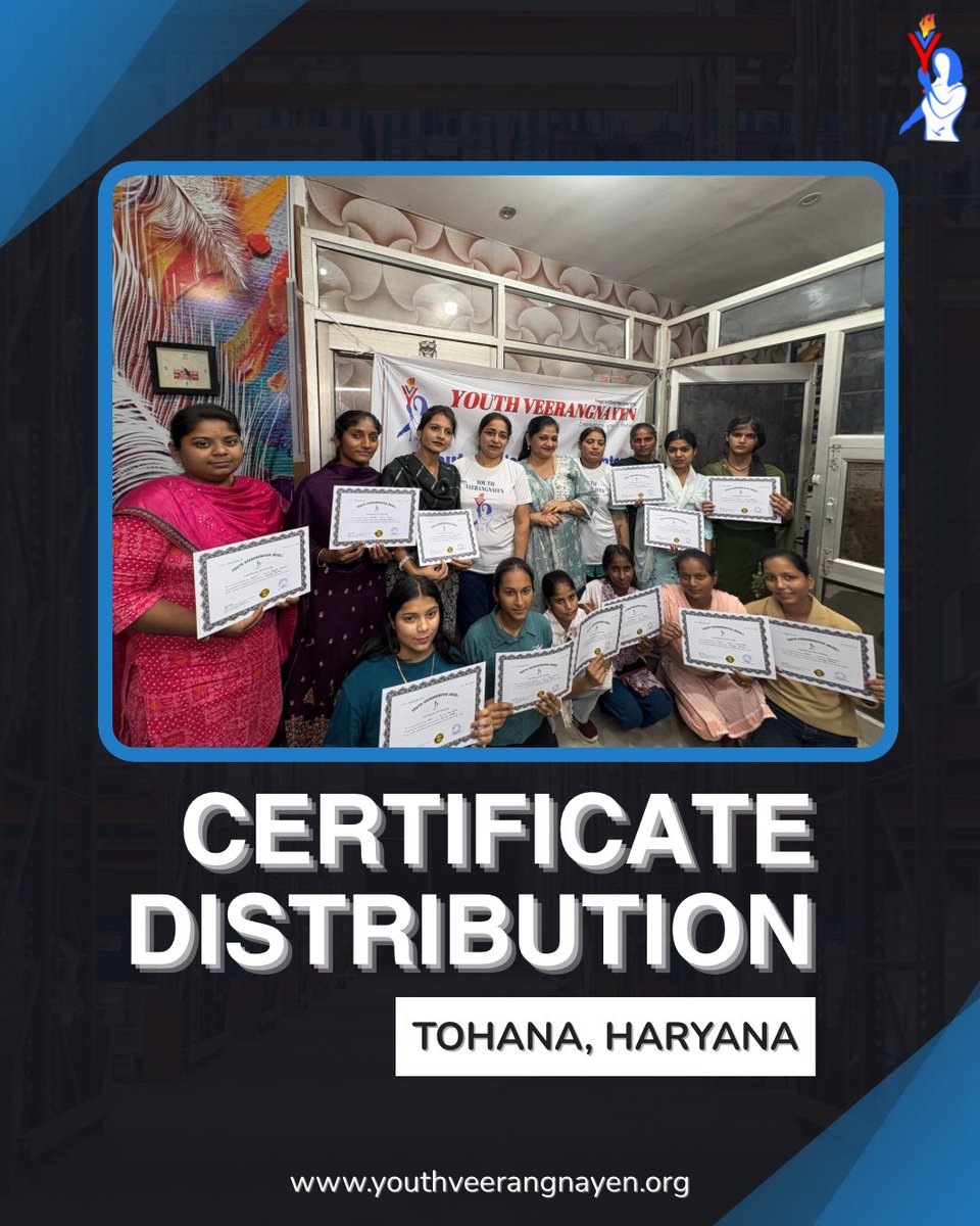 Yveerangnayen's tweet image. In Tohana, confidence bloomed with grace,
The Beauty Parlour batch celebrated new beginnings.
Each certificate a symbol of skill &amp;amp; success,
Empowering women, one skill at a time.
#YouthVeerangnayen #WomenEmpowerment #SkillDevelopment #ProudMoment #Confidence
#EmpoweringU