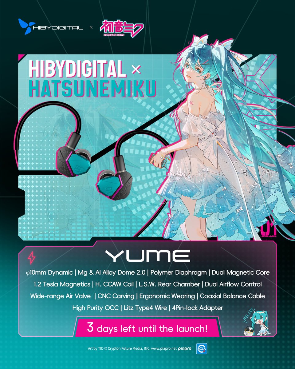 「3 days to go before the launch」

HiBy Digital YUME: The show is about to begin!

#hibydigital #hibydigitalyume #HiByDigitalxHatsuneMiku