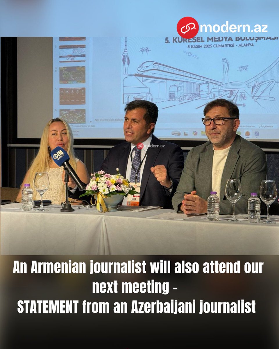 An Armenian journalist will also attend our next meeting - STATEMENT from an Azerbaijani journalist

modern.az/en/media/54404…

<a href="/KGK_GJC/">Küresel Gazeteciler Konseyi</a> <a href="/EEyvazli_/">Elshad Eyvazli</a> #uluslararasıgazeteci