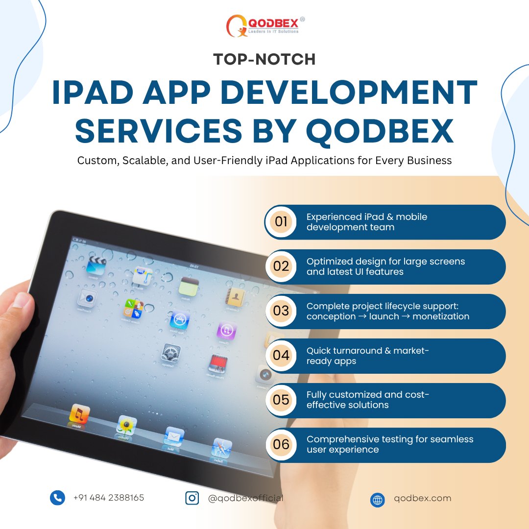 qodbex's tweet image. 🚀 Build powerful iPad apps with Qodbex!

✅ Expert team
✅ Optimized UX/UI
✅ Fast, scalable &amp;amp; market-ready

Let’s turn your idea into a flawless app. 💡📱

🌐 qodbex.com

..
..

#iPadAppDevelopment #QODBEX #AppDevelopment #TechSolutions
