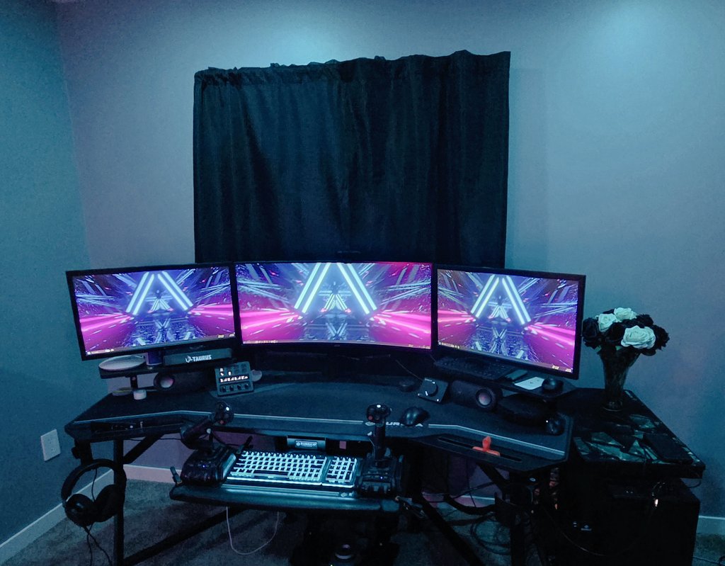 Finally finished the office glow-up! 🌌
Triple monitor + ultrawide + RGB lighting = productivity portal activated.
Who needs windows when you’ve got neon? 😎💻✨
#Battlestation #PCSetup
