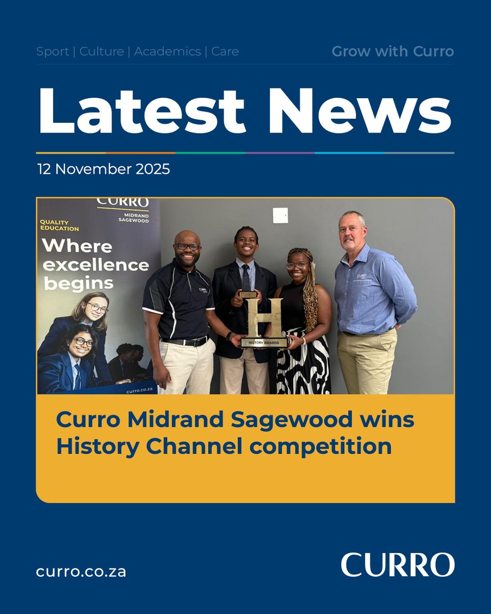 🎬 Curro Midrand Sagewood learner wins national History Channel competition!🏆

Read more 👉 ow.ly/o2RY50XqkVf

#CurroMidrandSagewood #Curro #QualityEducation