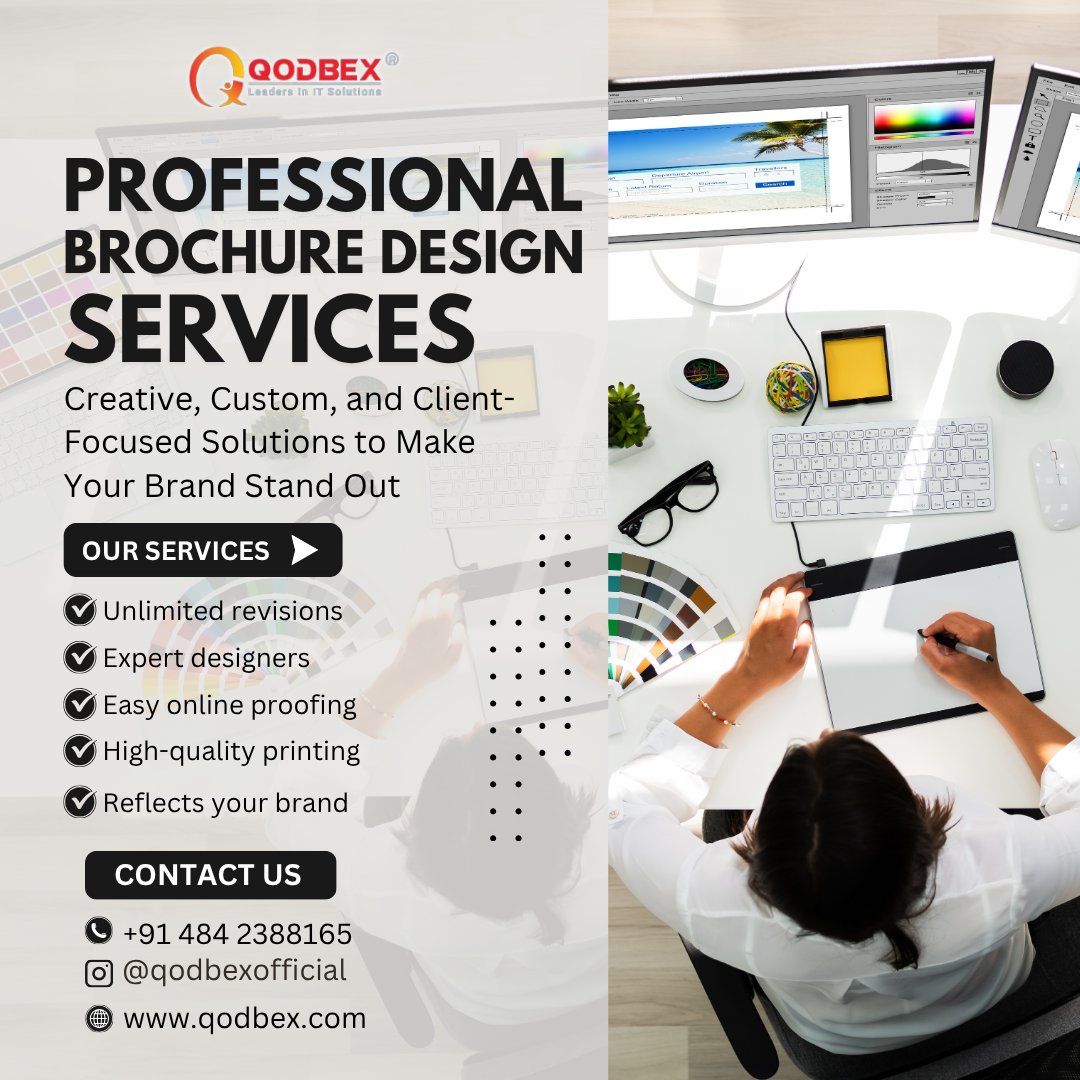 qodbex's tweet image. 🎨 Make your brand stand out with custom brochure designs by Qodbex!

✔ Expert designers
✔ Unlimited revisions
✔ High-quality printing

Let’s bring your ideas to life. 💼

🌍 qodbex.com

..
..

#BrochureDesign #QODBEX #GraphicDesign #BrandIdentity