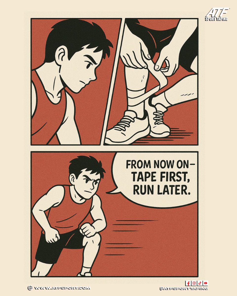 From now on — tape before you run. 🏃‍♂️💥

Don’t wait for the cramp to hit.

Taping keeps your muscles stable, boosts blood flow &amp; helps you stay in the race. 💪

Strong start, stronger finish.

#ATFSportTaping #RunSmart #KinesioTape #NoMoreCramps #RunnerLife
