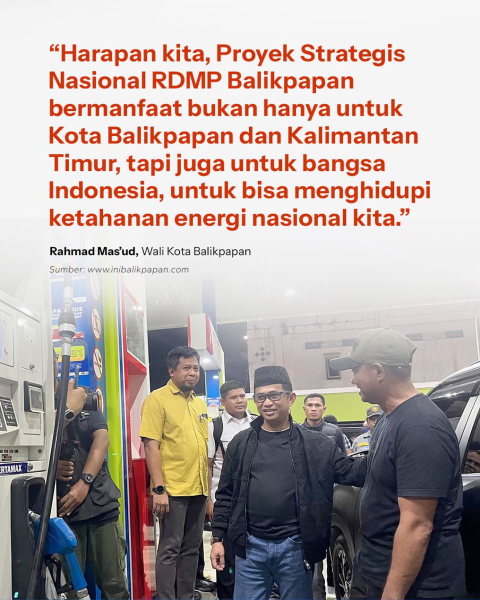Di tengah aktivitas masyarakat yang padat, Wali Kota Balikpapan Rahmad Mas’ud hadir dengan semangat membangun negeri. Melalui Proyek RDMP Balikpapan, beliau menegaskan komitmen untuk menjadikan Balikpapan sebagai kota strategis penopang energi nasional. Sebuah langkah nyata🔥