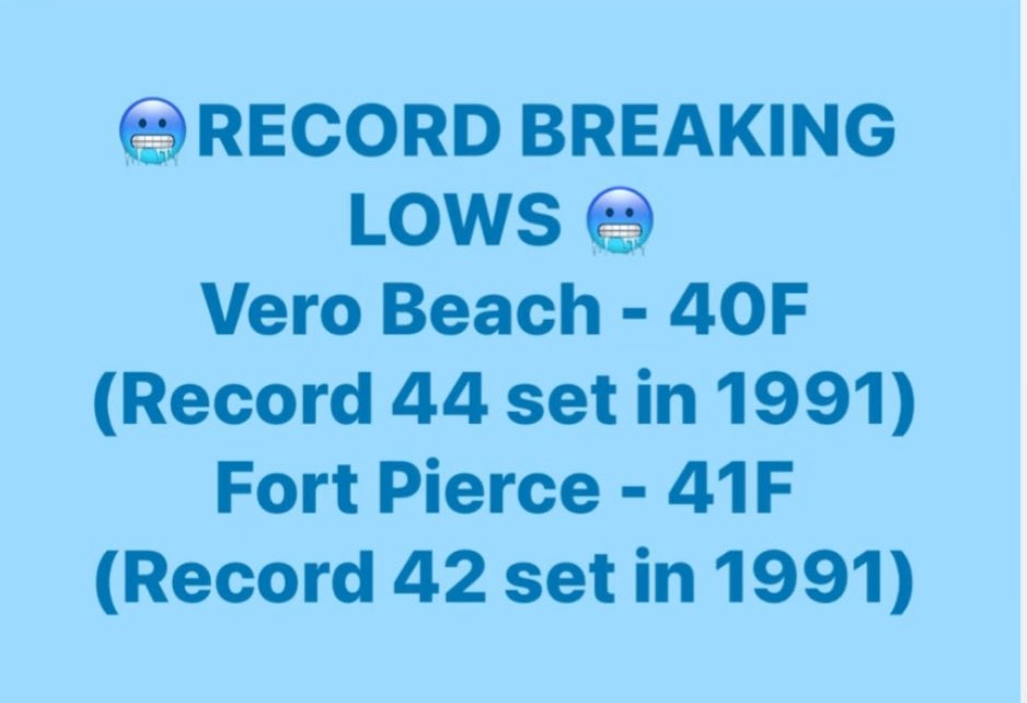Some records fell in our area on Tuesday 🥶 #florida #flwx