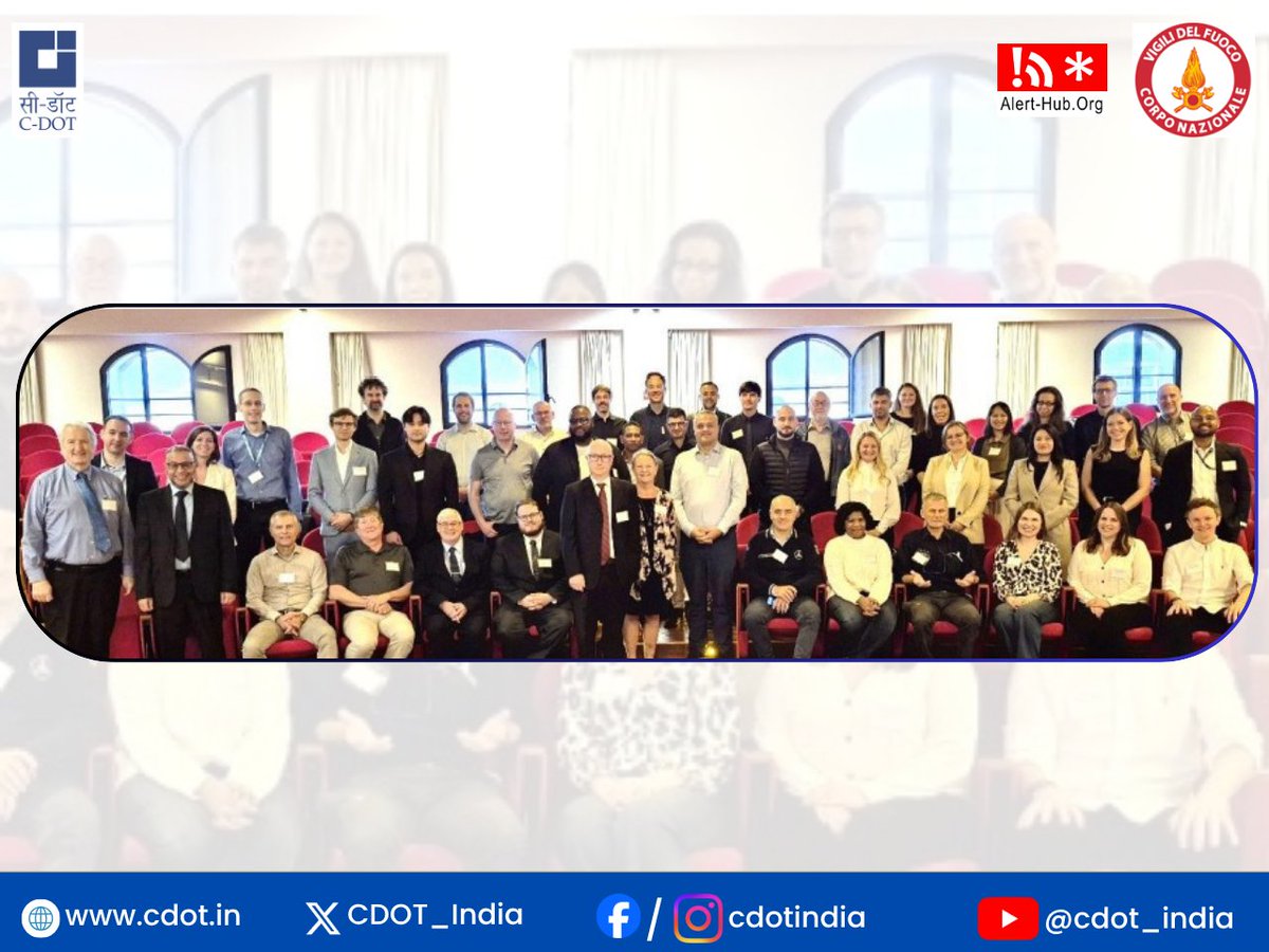 C-DOT at 2025 CAP Implementation Workshop Hosted by Italy’s National Fire Corps &amp; Alert-Hub. Org | Rome, Italy

We were proud to represent #India at the 2025 CAP Implementation Workshop, Organized by the National Fire Corps of Italy and Alert-Hub. Org CIC, and co-sponsored by the