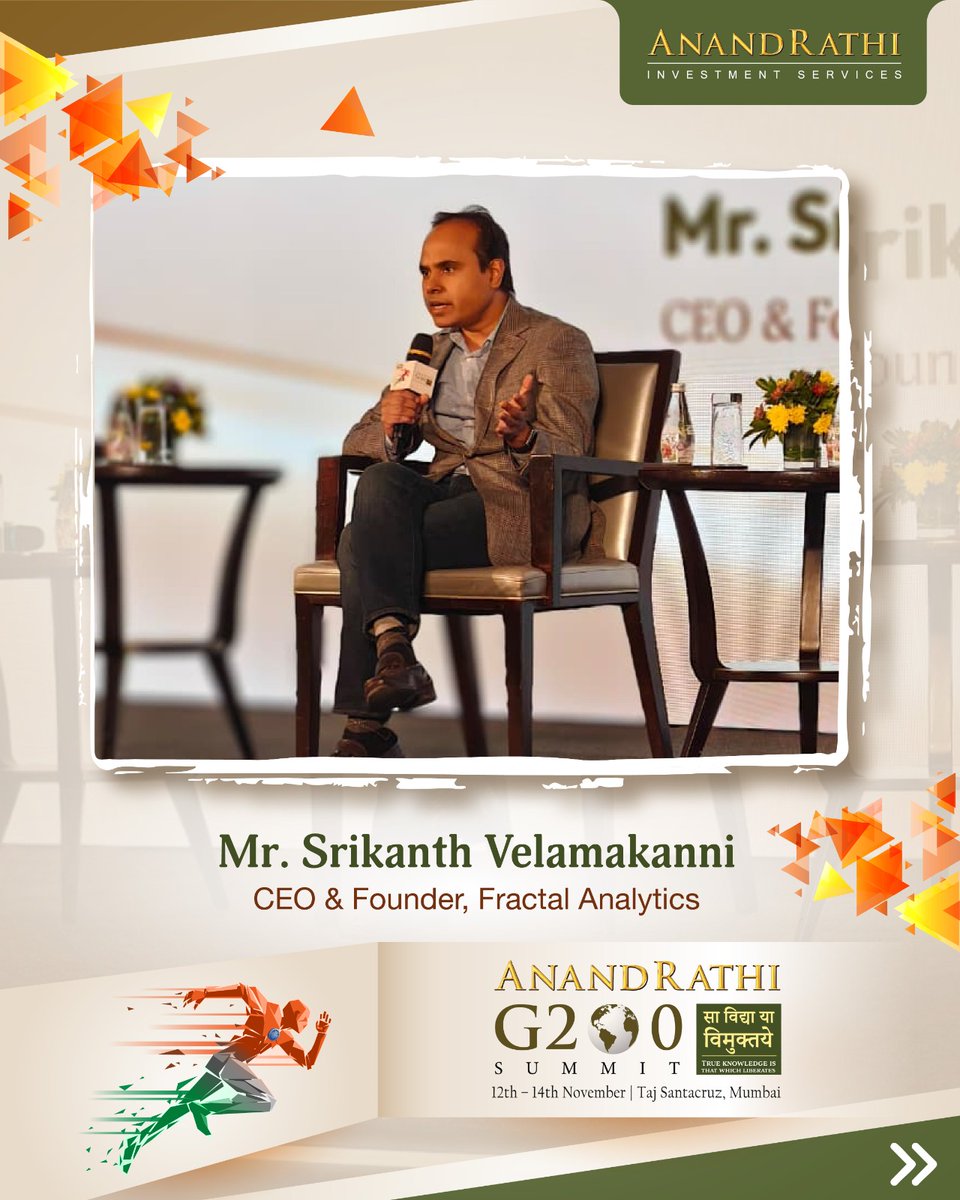 rathi_online's tweet image. Shedding light on the Evolution of Intelligence! 💡

Mr. Srikanth Velamakanni, CEO &amp;amp; Founder of Fractal Analytics, shared thought-provoking insights on the future of AI and human potential at the Anand Rathi G200 Summit 2025.

#G2002025 #AnandRathi #FractalAnalytics #Leadership