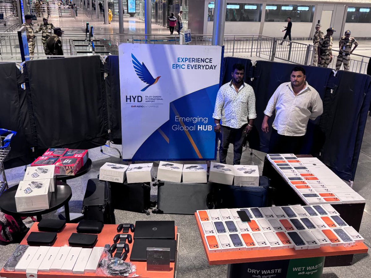 PrashantSonni's tweet image. #CISF Foils Attempt; Seizes 1.4 Crores Value Electronic Goods Hyderabad Airport

@CISFHQrs personnel #Hyderabad Airport, through meticulous passenger #profiling, noticed two international passengers behaving suspiciously near the airport area after their arrival from Abu Dhabi.