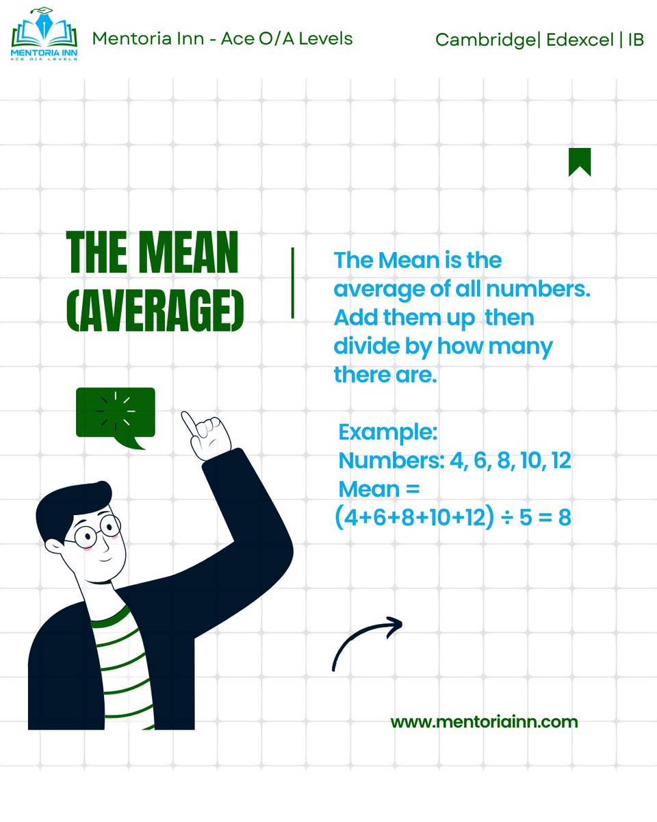 Mentoriainn's tweet image. Mean, Median, Mode - Know the Difference!

Join our O/A Level Math classes today and study smarter.

💬 DM us for a free trial class!

#MentoriaInn #OLevelMath #ALevelMath #CambridgeEducation #Statistics #ExamPrep #MathConcepts #MeanMedianMode #IGCSE #Edexcel