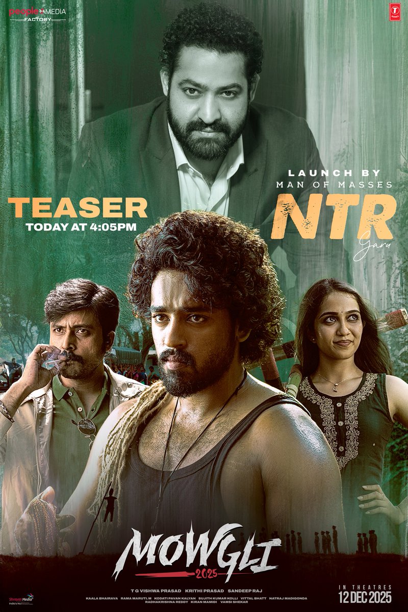 peoplemediafcy's tweet image. Witness #Mowgli’s journey, full of adrenaline, emotion &amp;amp; untamed adventure ❤️‍🔥

Man of Masses @tarak9999 to unveil the #MowgliTeaser Today at 4:05 PM 🐎💥

#Mowgli2025 GRAND RELEASE WORLDWIDE on 12th DEC 2025 🔥