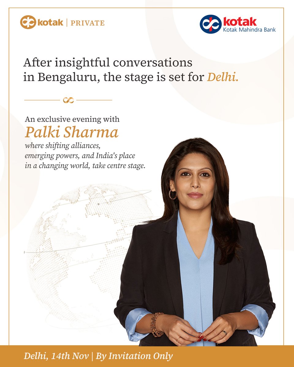 Kotak_pvt's tweet image. In a world of constant change, foresight is power.

At an exclusive Kotak Private evening, Palki Sharma unpacks the global forces reshaping leadership and opportunity.

#KotakPrivate #PalkiSharma #ThoughtLeadership