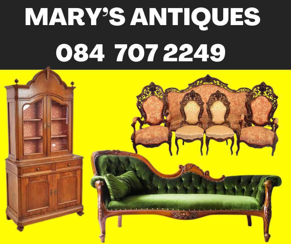 Mary's Antiques 
Explore a world of charm and history with our unique antique collection.  

FACEBOOK 
facebook.com/marysantiques1/

Web page:
marysantiques.co.za

WhatsApp group: chat.whatsapp.com/EYyKigDepygAXz…

our channel whatsapp.com/channel/0029Vb…