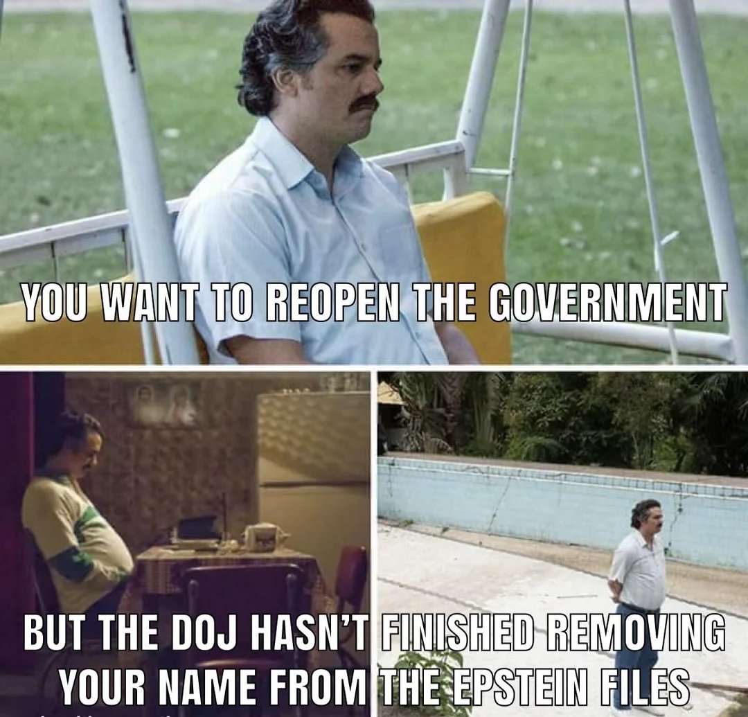 Raise your hand if you're 100% convinced that Mike Johnson has been stalling to give the DOJ time to remove trump's name from the Epstein files. 🤚

REP. ADELITA GRIJALVA GETS SWORN IN TODAY.

MAYBE.