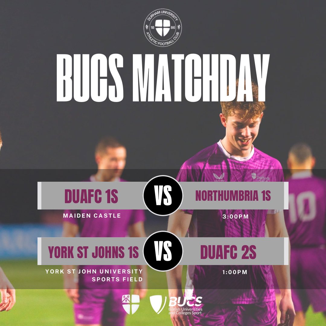 Our 1s and 2s are both in cup action this afternoon💜🏆

1s 🆚 Northumbria 
🏟️Maiden Castle
🕣3pm

2s 🆚York St John’s 
🏟️York St John University sports field
🕣1pm