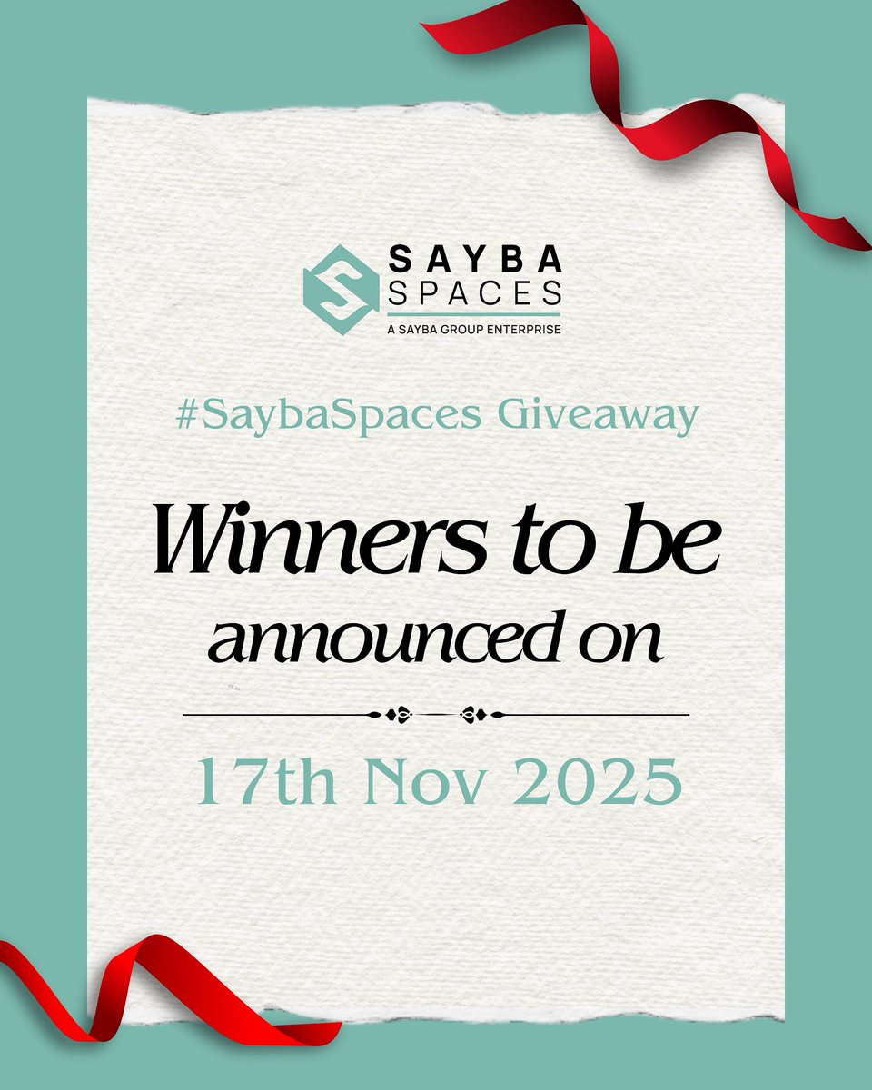 SaybaSpaces's tweet photo. Stay tuned! Winners will be announced super soon and you might be one of the lucky winners of #saybaspaces

#SaybaSpaces #contest #contestalert #contestgiveaway #contestprize #prize #giveaway #smartphones #staytuned #wirelessearphones #smartwatch #contestwinner https://t.co/Ikta3n5qif