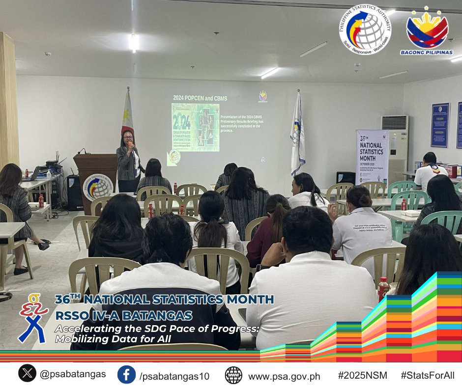 PSABatangas's tweet image. The event marked the culmination of a month-long celebration highlighting the importance of statistics in evidence-based planning, policy-making, and local governance.
#NSM
#StatsForAll