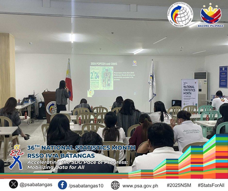 PSABatangas's tweet image. The event marked the culmination of a month-long celebration highlighting the importance of statistics in evidence-based planning, policy-making, and local governance.
#NSM
#StatsForAll