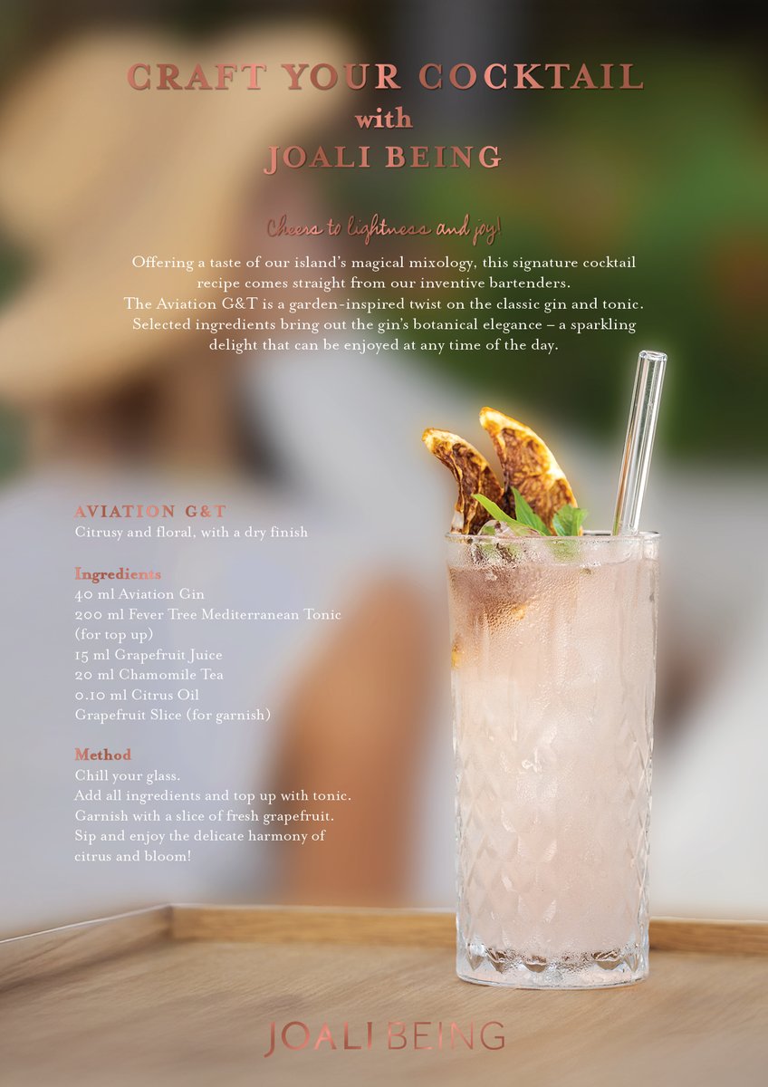 A taste of our island’s magical mixology. 

Cheers to lightness and joy — chic, refreshing, and botanical. The perfect island cocktail to savour any time of day.

#JOALIBEING #JoyOfWellLiving #JoyfulJourneys #MixologyMagic