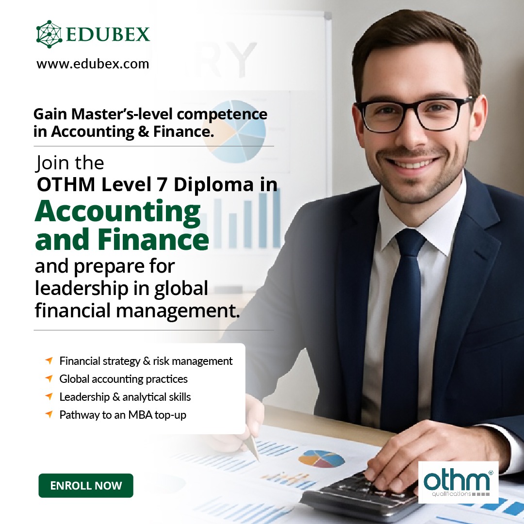 EdubexEdu's tweet image. Gain Master’s-level competence in Accounting &amp;amp; Finance. Join the OTHM Level 7 Diploma in Accounting and Finance!
edubex.com/program-detail…

#Edubex #AccountingAndFinance #OTHMLevel7 #FinanceDiploma #FinancialManagement #BusinessLeadership #OnlineLearning #GlobalEducation