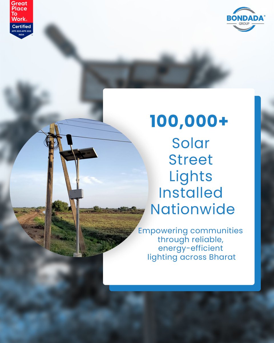 BondadaOnline's tweet image. Lighting that Powers Progress.

With 100,000+ solar streetlights installed, #Beelite by #BondadaGroup is redefining illumination through innovation, motion-sensing, smart control &amp;amp; solar efficiency for greener cities &amp;amp; safer streets.

#SmartLighting #SolarEnergy #Sustainability