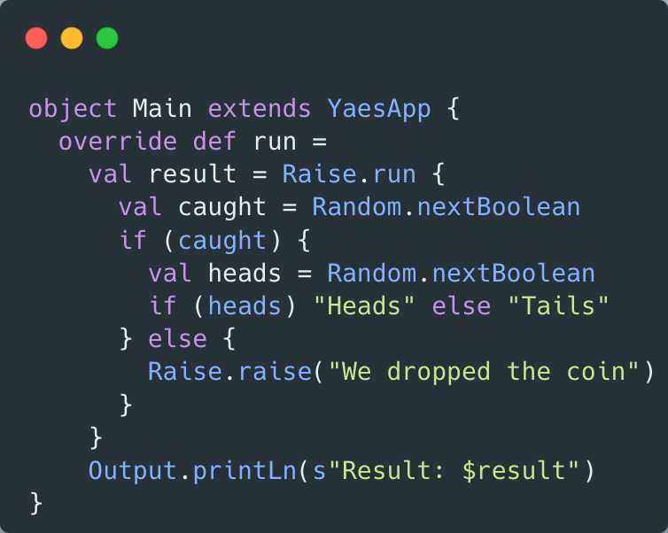 riccardo_cardin's tweet image. A new month, a new version of #YAES 🥳 Version 0.8.0 finally introduces the `YaesApp`. Now, you can develop your direct style #Scala app, and Yaes will take care of the execution of most of the effects 🙌

Plus, we redesigned Channels from the ground up and added overflow…
