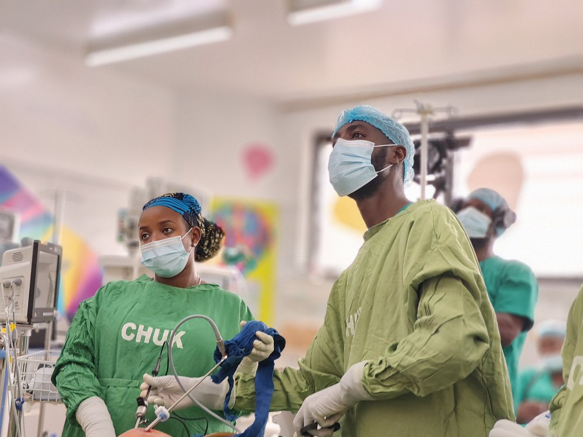 HospitalChuk's tweet photo. #CHUK Pediatric Surgery team Tuesday successfully performed a Laparoscopic-Assisted Anoplasty on an 8-month-old infant to correct Anorectal Malformation #ARM.Led by Dr Edmond Ntaganda,our specialists 've independently performed this advanced Minimally Invasive Surgery #MIS...1/2 https://t.co/qBuOgTnT0R