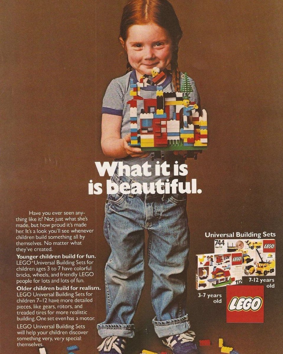 Why don't schools advertise like this iconic 1981 LEGO ad? It's brave, smart, sassy, and emotionally connected—celebrating real, messy childhood over glossy perfection. 

Time for honest education marketing?

Thoughts?  

foxly.link/uiqYrc 

#EdMarketing #LEGO