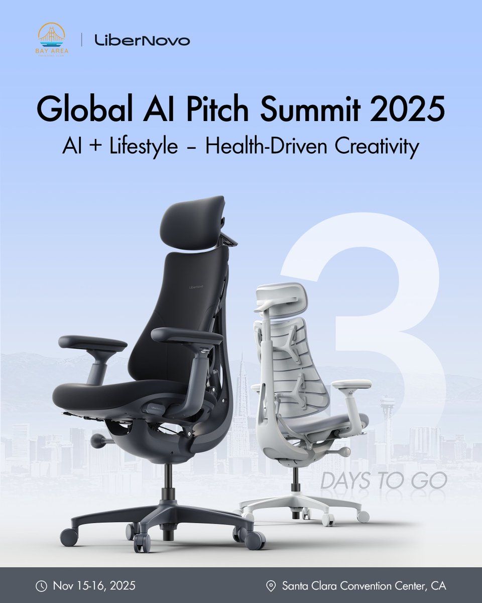 LiberNovo's tweet photo. ⏳ 3 Days Left
AI + Lifestyle | Health-Driven Creativity 🧠💻

LiberNovo’s Dynamic Ergonomic Chair merges AI-inspired design + bionic motion for sustained creative flow.

🔥  Up to 34% OFF chairs &amp; bundles + 100% Win Giveaway ($800 +).

#AIPitchSummit #DynamicErgonomics https://t.co/SDJepjmDe6
