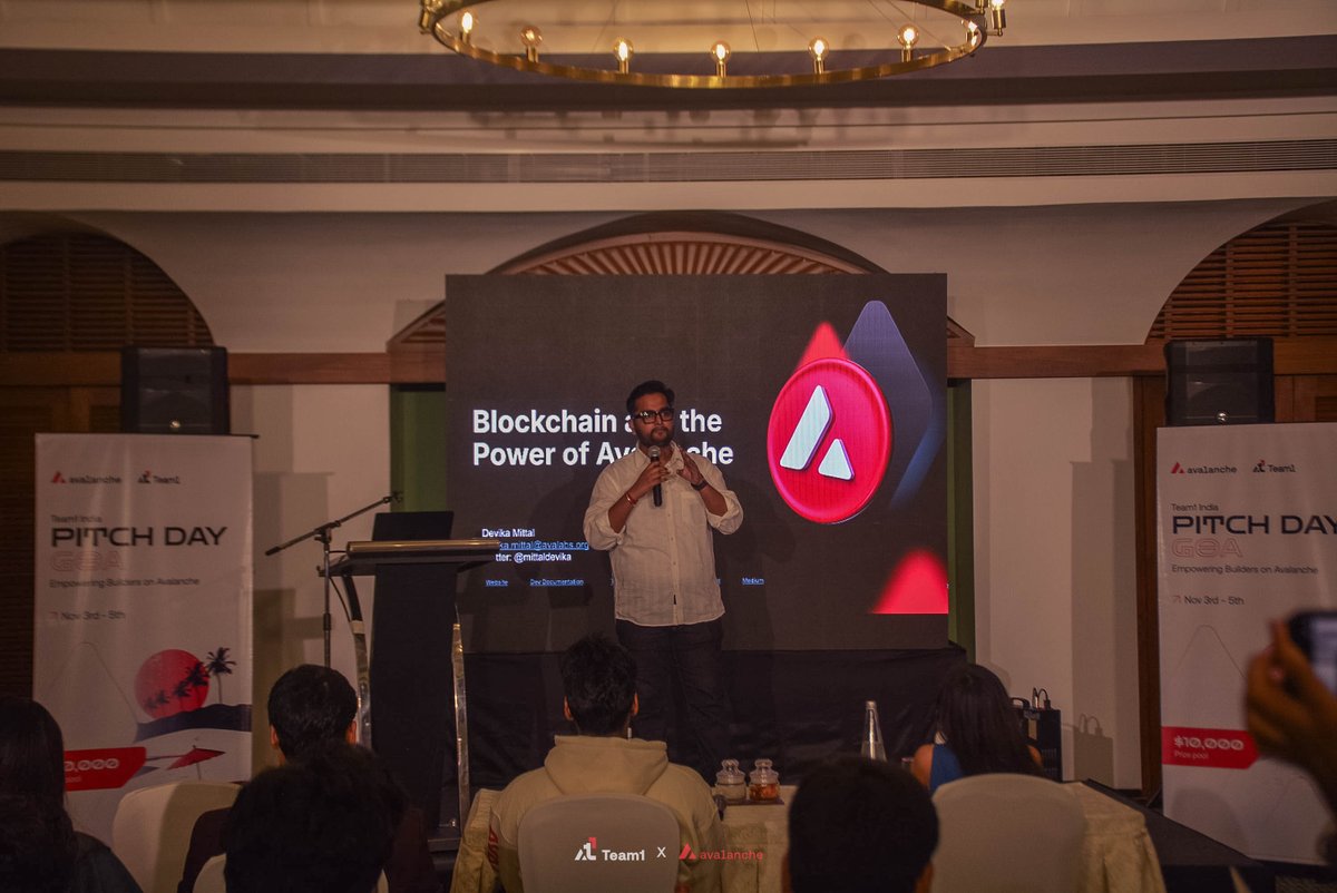 0xMaxFi's tweet photo. Then came pitch day in Goa. Palm trees, nerves, and that surreal moment of standing on stage, sharing how far our little hackathon idea from Bangalore had come. Seeing it all come together made every sleepless night completely worth it. https://t.co/TuUwM7WYka