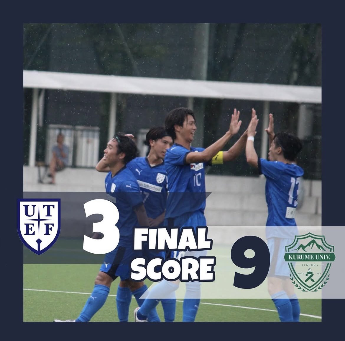 fuesoccer's tweet photo. 九州大学サッカーリーグ第10節
9/20 vs久留米大学
福岡教育大学　3（1-4） 9  久留米大学 https://t.co/oFlPnqFPFq
