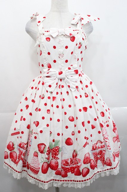 Angelic Pretty / Milky Berryジャンパースカート 白 I-25-11-12-027