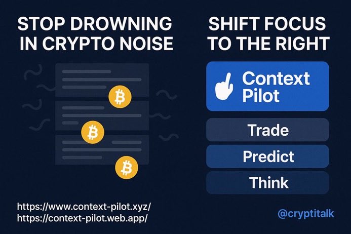 NathanEteo's tweet photo. Need a break from the crypto chaos?

The @cryptitalk’s Context Pilot is here to save the day.

Organize posts by topic &amp; token, and get the clarity you need to make informed moves.

Check it out: https://t.co/zMv9vKYY2G https://t.co/JMfKMLxaZd

#CryptoClarity #ContextPilot https://t.co/fv6LDVY7T2