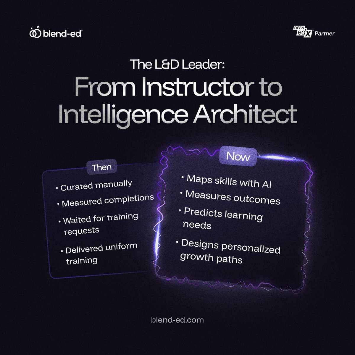 blendXed's tweet photo. L&amp;D is no longer about completion rates.
It’s about capability growth.
Are you ready for the Intelligence Era of Learning?

What’s one change your L&amp;D team is making for 2026? https://t.co/okOITO7n5I