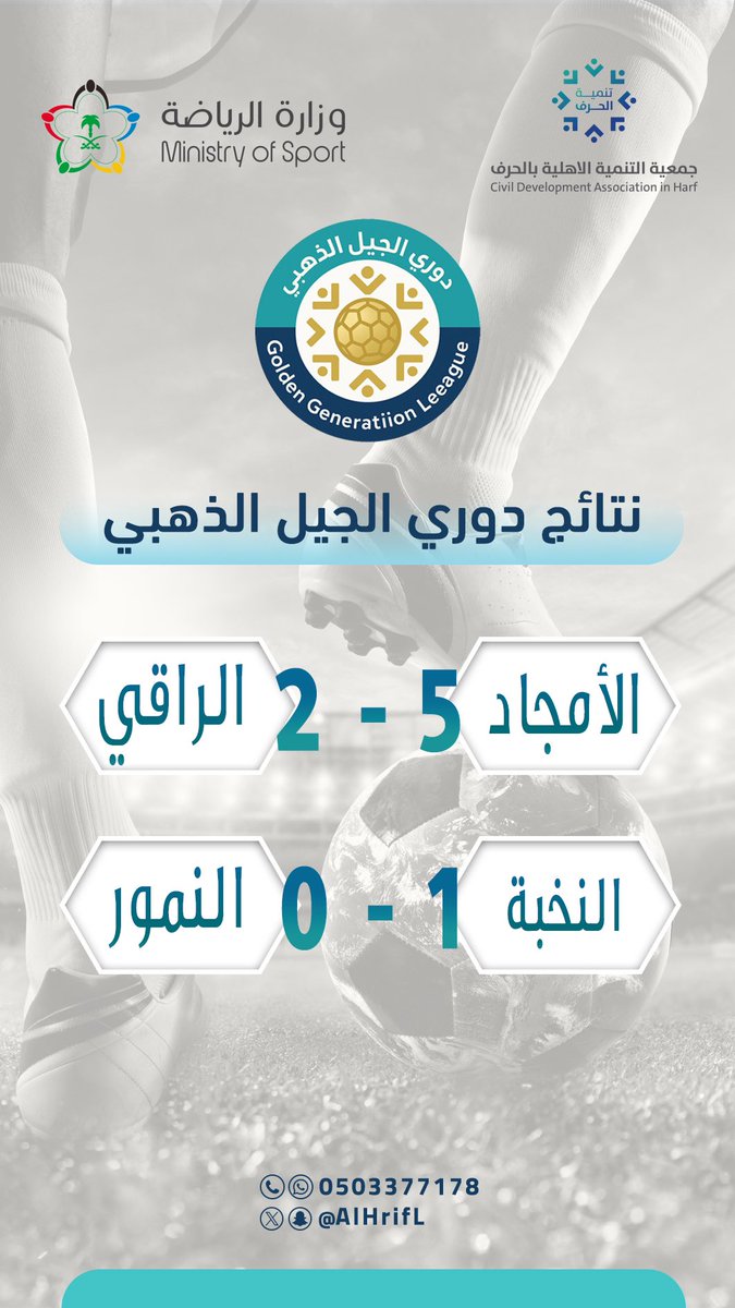 AlhrifL's tweet image. #نتائج مباريات يوم أمس الثلاثاء في دورة الجيل الذهبي.

 #الأمجاد × #الراقي «5 : 2»
#النخبة × #النمور «1 : 0»