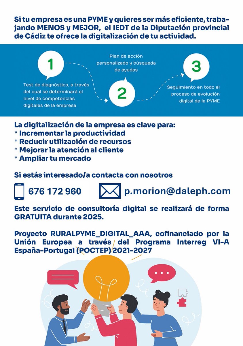 RuralPyme Digital, cuyo objetivo es impulsar la digitalización de las PYME rurales de la provincia de forma que logren mejorar su competitividad en el mercado.