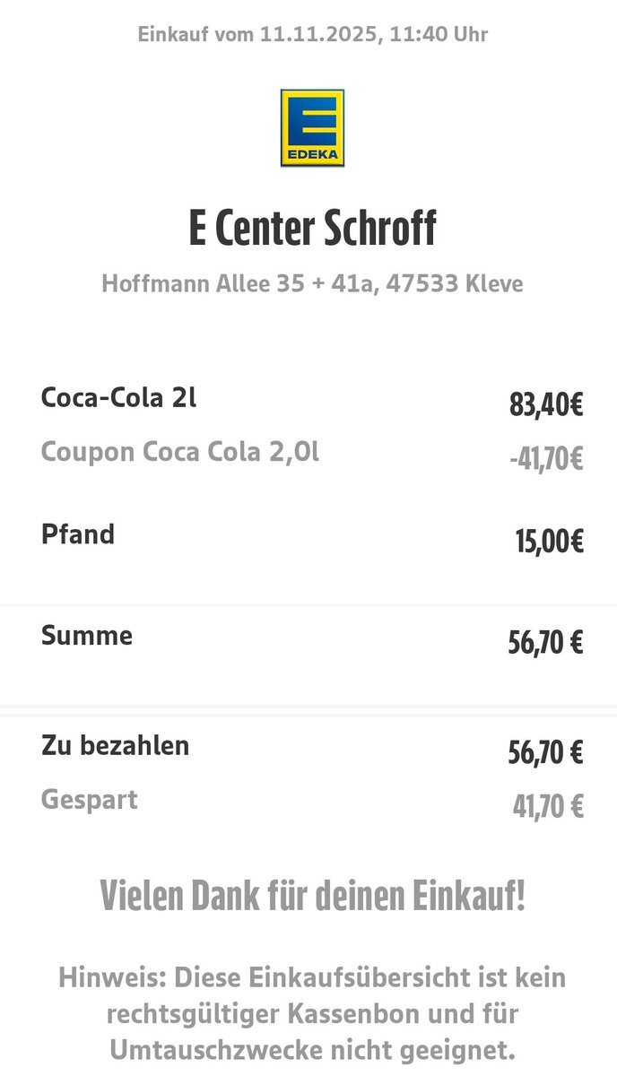 dutchdzone's tweet image. Kijk dat is nog eens een flinke korting op Coca-Cola flessen van 2 Liter
62 Flessen Coca-Cola voor €56,70
€41,70 korting via de app