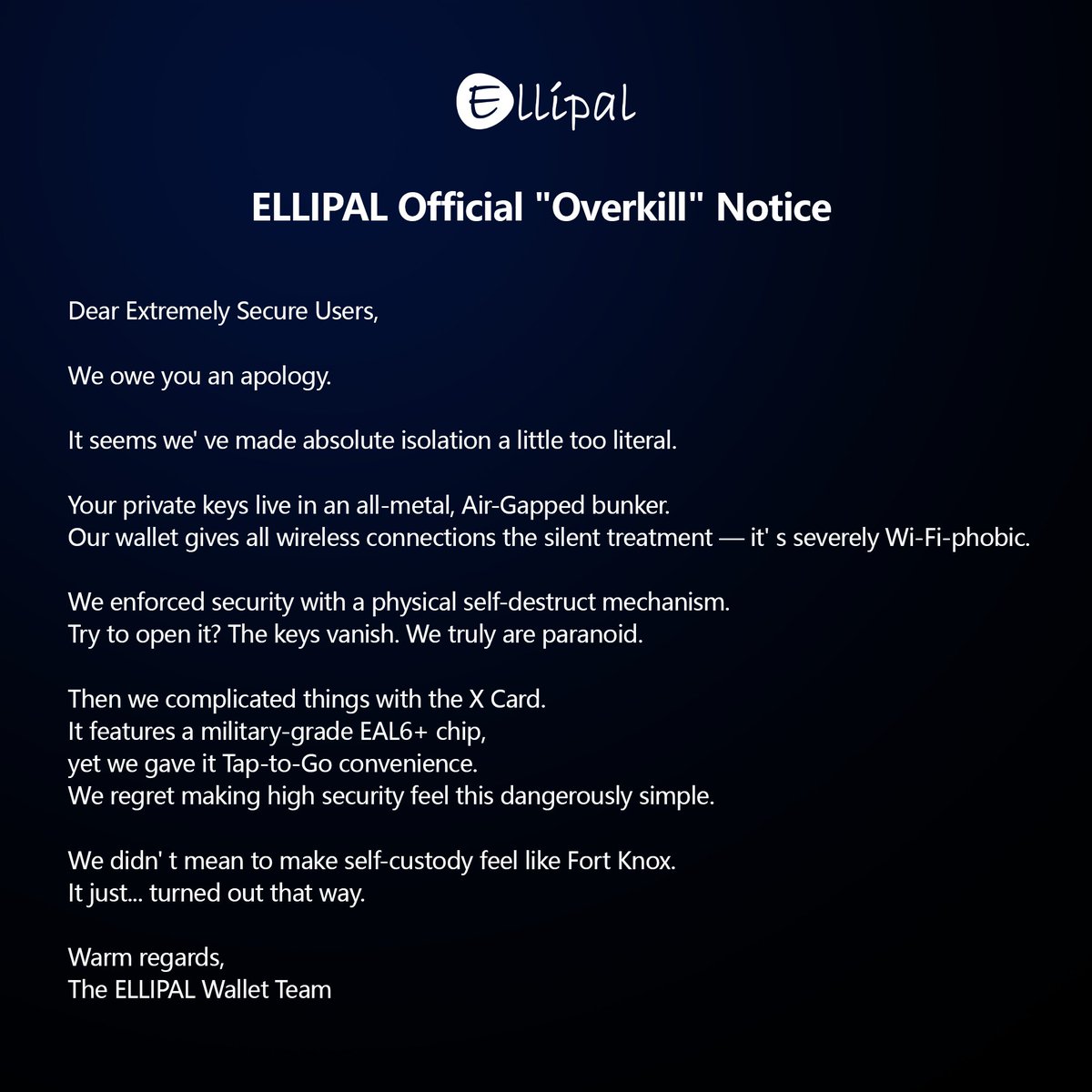 ELLIPAL's tweet photo. We’re sorry.
We made it too secure.
👇 https://t.co/DODtdssQ7Z