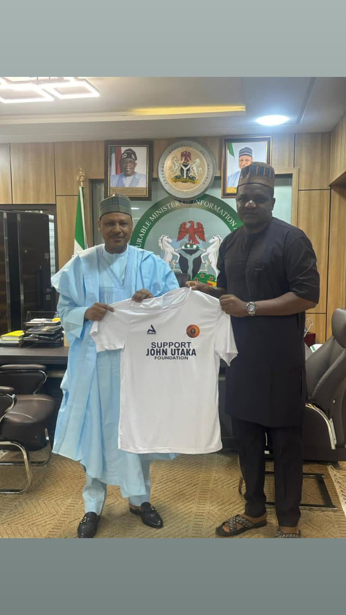 UtakaAcademy's tweet photo. The Honorable Minister of Information and Orientation, Alhaji Mohammed Idris Malagi, today — November 11, 2025 —  graciously threw his weight behind the John Utaka Foundation in their inspiring mission to take talented male and female youth football teams on a life-changing https://t.co/swcObcAeT1