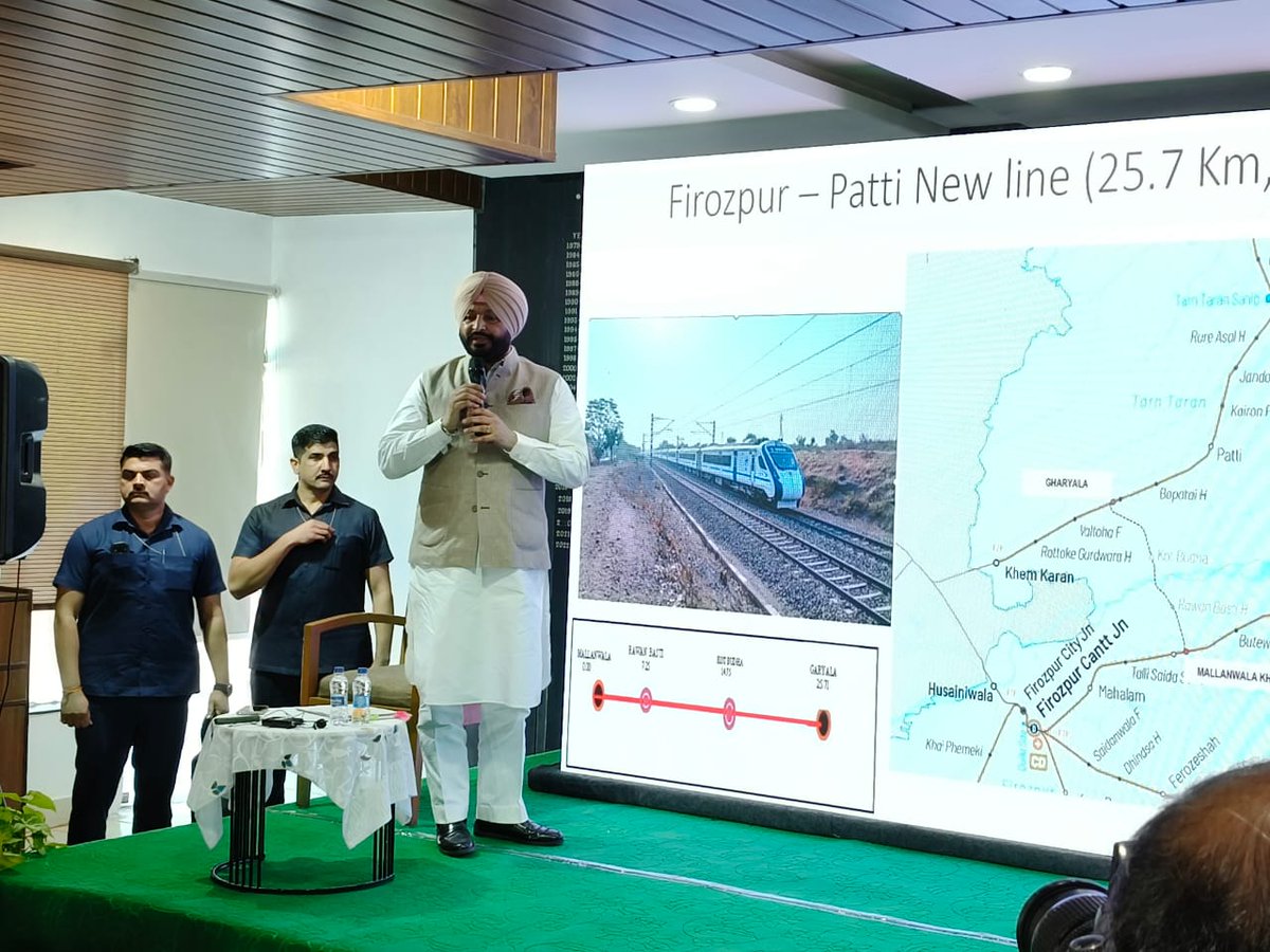 drm_umb's tweet image. माननीय रेल राज्य मंत्री श्री @RavneetBittu जी द्वारा आज प्रेस क्लब, चंडीगढ़ में भारतीय रेल द्वारा पंजाब में फिरोजपुर-पट्टी नई रेल लाइन के विकास की घोषणा करने हेतु एक प्रेस वार्ता का आयोजन किया गया।

#RailInfra4Punjab #NewRailLine