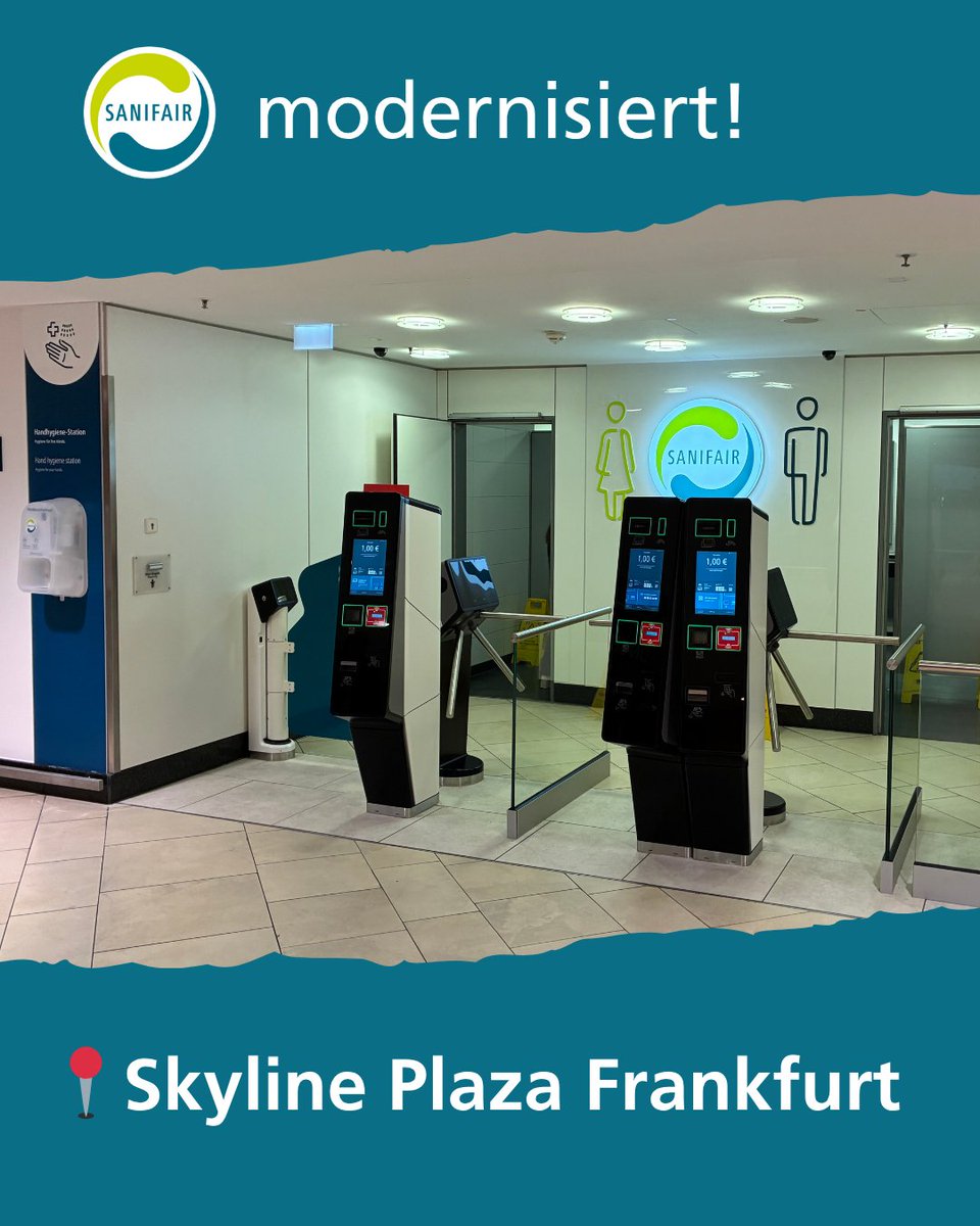 Neuer Glanz im Skyline Plaza Frankfurt! ✨
Unsere moderne SANIFAIR Anlage bietet jetzt noch mehr Komfort &amp; Sauberkeit für alle!
🕘 täglich 9–20 Uhr, auch sonntags
🚻 7 Herren | 12 Damen (1 Mutter-Kind) | 7 Urinale
♿ 2 barrierefreie WCs mit Klappliegen | 👶  großer Wickelraum mit