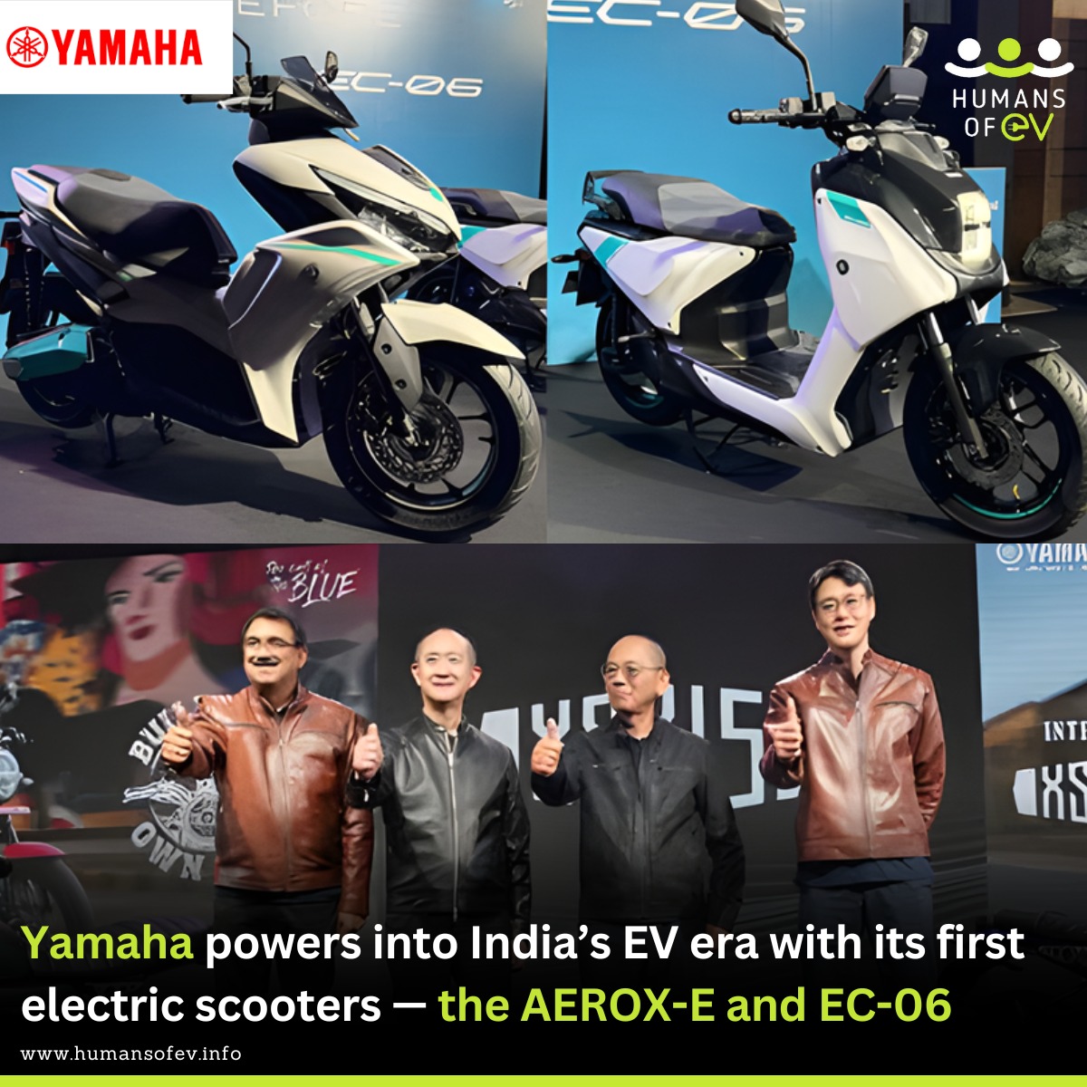 humans_of_Ev's tweet photo. 𝗬𝗮𝗺𝗮𝗵𝗮 𝗰𝗵𝗮𝗿𝗴𝗲𝘀 𝗶𝗻𝘁𝗼 𝗜𝗻𝗱𝗶𝗮’𝘀 𝗘𝗩 𝗳𝘂𝘁𝘂𝗿𝗲!
The all-new AEROX-E and EC-06 mark Yamaha’s bold leap into electric mobility — blending performance, practicality, and sustainability.
@India_Yamaha #YamahaEV #AEROXE #EC06 #ElectricScooter #EVIndia https://t.co/g1udDvIDh6