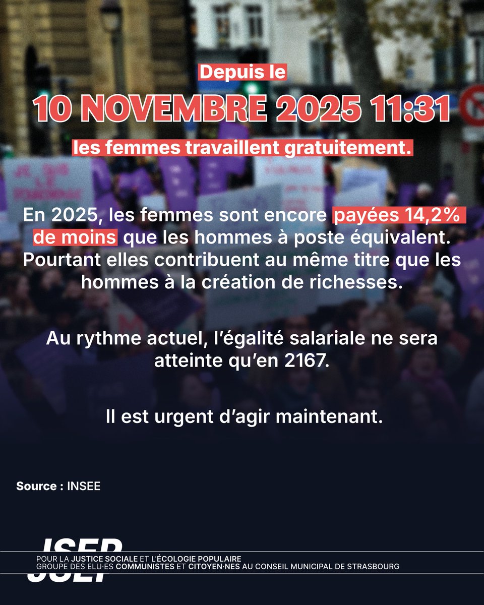 📍Alors que la pauvreté est en hausse en France, les inégalités salariales entre femmes et hommes continuent de contribuer à la précarité féminine. 

✊Ensemble, luttons pour une égalité des salaires et les droits des femmes !

📸 Crédit : Jeanne Menjoulet (CC BY 2.0)