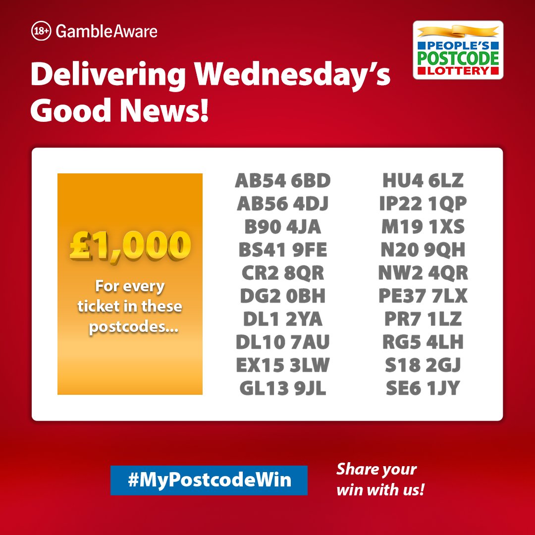 Winning Wednesday hits different 💷 
Congratulations to TWENTY postcodes, each celebrating £1,000 Daily Prize wins today 🎊 #PostcodeLotteryWin