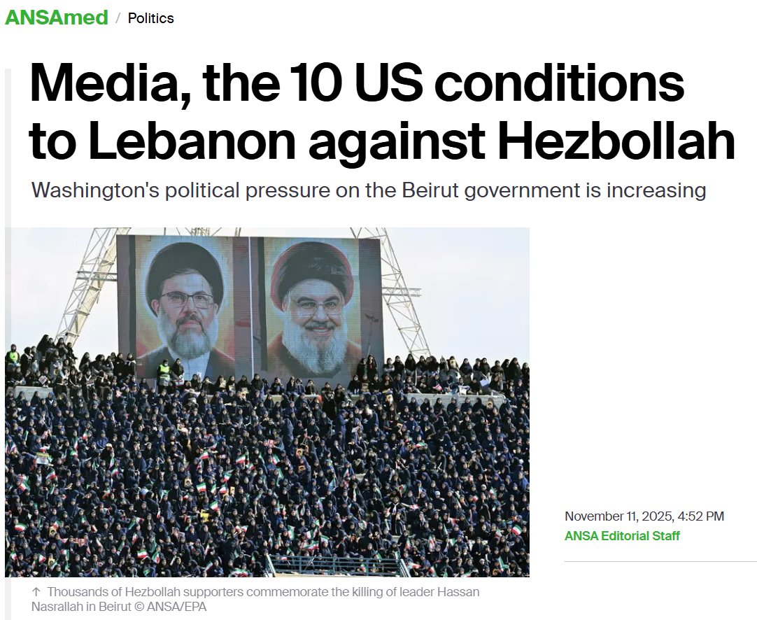 The United States has imposed ten conditions on the Lebanese government, tying economic and political support to the disarmament of the pro-Iranian Hezbollah movement and the establishment of a new political order in the country.(...)
Beirut sources, cited by pan-Arab media,