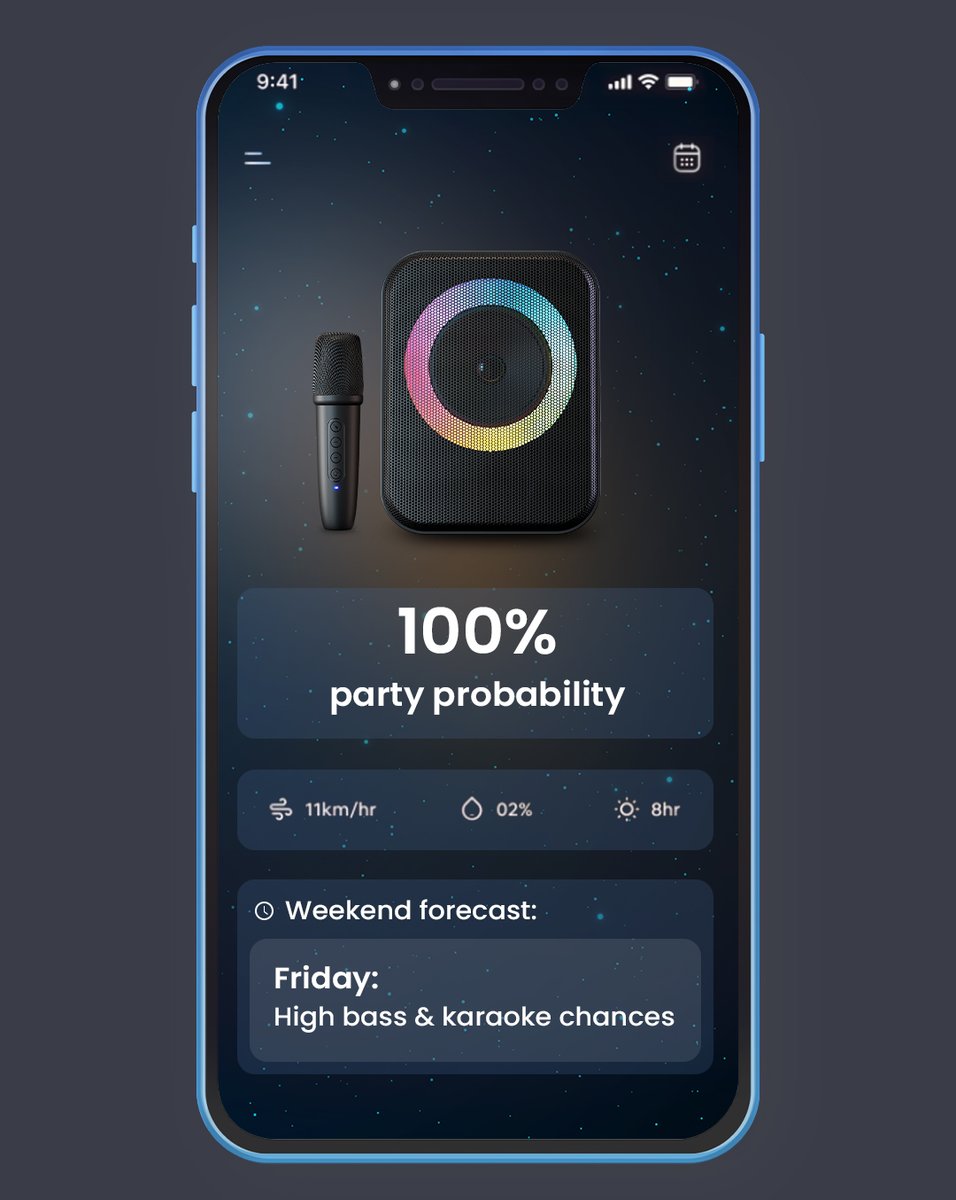 Portronics's tweet photo. Weekend vibes loading: 100% chance of bass drops & karaoke storms with the ultimate party starter- APOLLO 30!
Shop at https://t.co/rUUPazQAXb
#portronics #Apollo30 https://t.co/Ui6dI6hute