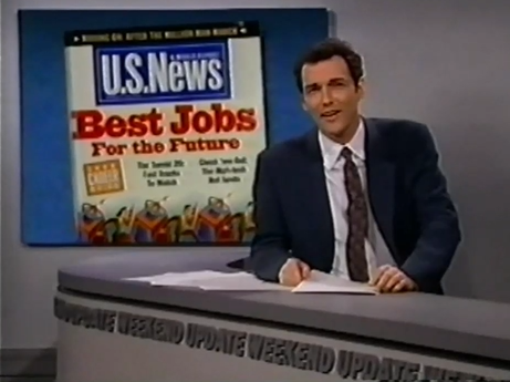 Finally, U.S. News and World Report's list of the best and worst jobs for 1996 is out.

Last year's best job, Multimedia Software Consultant, was replaced by a new best job: Bio-industrial engineer.

And in the worst job category, last year's winner, Crack Whore...

(big, long